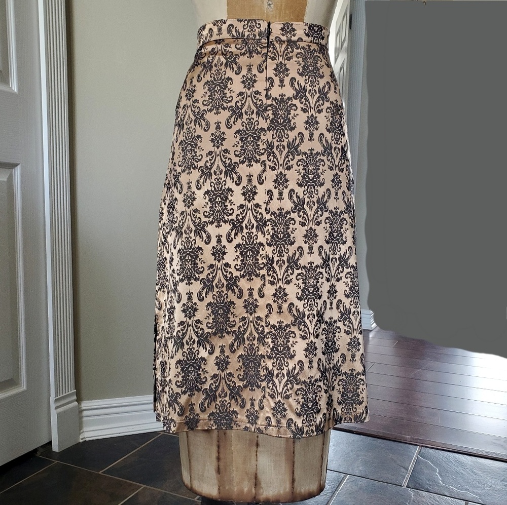 Copper/ black stretch scroll A-line skirt size 2/3